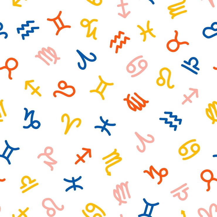 Vector patrón sin costuras con coloridos signos del zodiaco