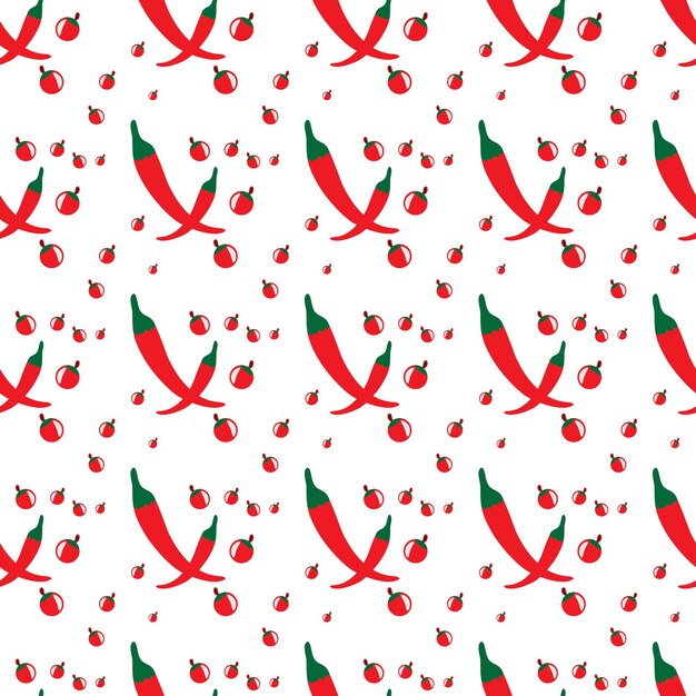 Patrón sin costuras de comida asiática con forma de chiles y pimentón diseño vectorial premium abstracto