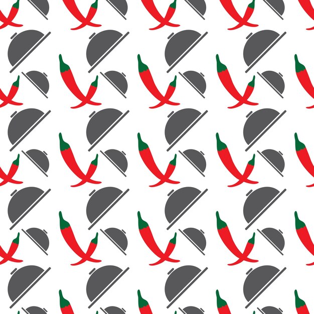 Patrón sin costuras de comida asiática con forma de chiles y pimentón diseño vectorial premium abstracto