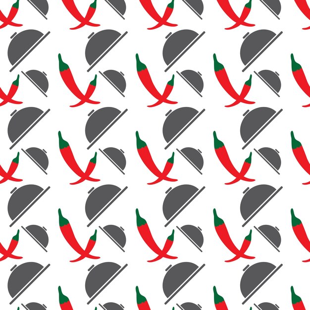 Patrón sin costuras de comida asiática con forma de chiles y pimentón diseño vectorial premium abstracto