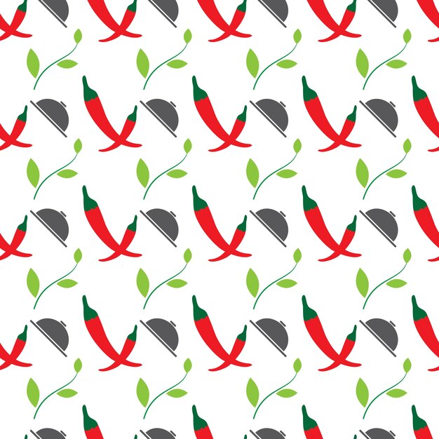 Patrón sin costuras de comida asiática con forma de chiles y pimentón diseño vectorial premium abstracto