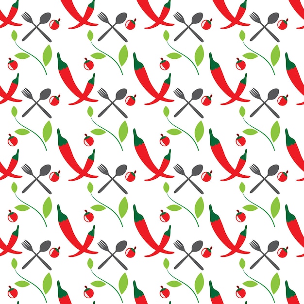 Patrón sin costuras de comida asiática con forma de chiles y pimentón diseño vectorial premium abstracto