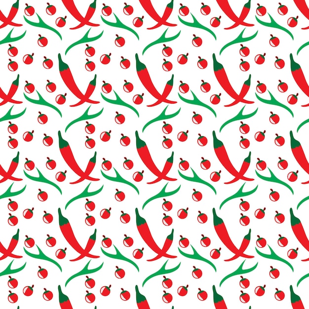 Patrón sin costuras de comida asiática con forma de chiles y pimentón diseño vectorial premium abstracto