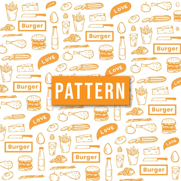Patrón sin costuras con comida rápida dibujada a mano