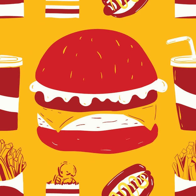 Patrón sin costuras de comida rápida