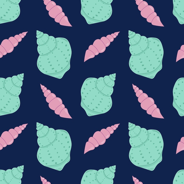 Patrón sin costuras conchas de fondo azul Ilustración vectorial Fondo de verano marino Patrón de moda