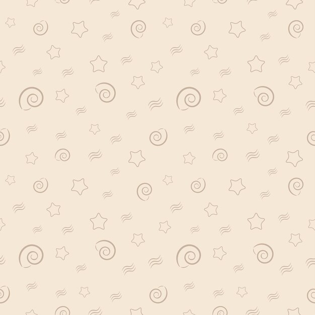 Patrón sin costuras con conchas marinas abstractas y estrellas de mar Ilustración vectorial