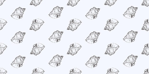 Patrón sin costuras de conchas marinas bocetos fondo vectorial papel tapiz papel envoltura tela textil