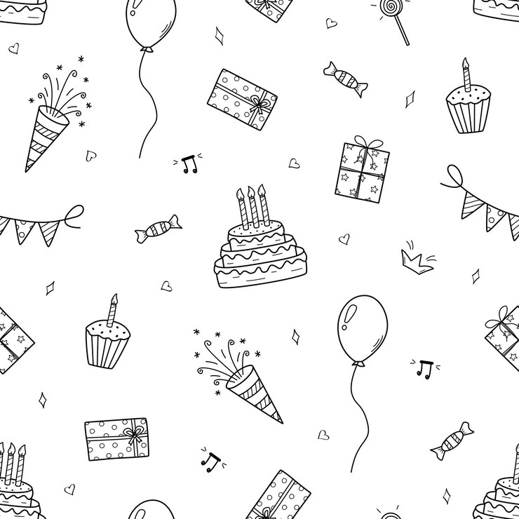 Patrón sin costuras Conjunto de cumpleaños Vector ilustración concepto de fiesta Elementos de papel tapiz de fondo