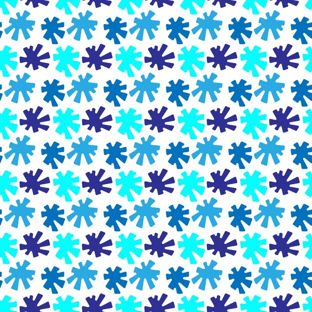 Patrón sin costuras de copo de nieve azul brillante sobre fondo blanco Tela de línea floral geométrica sin costuras