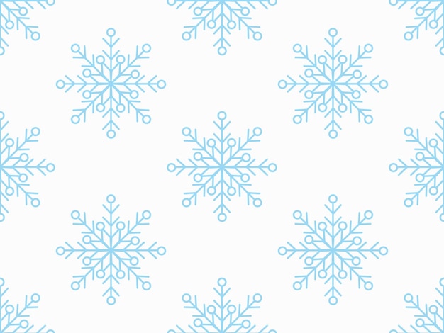 Patrón sin costuras con copos de nieve azules en blanco Vector para papel de embalaje textil de invierno