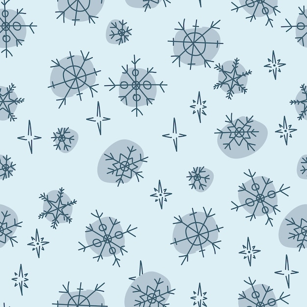 Patrón sin costuras de copos de nieve Caída de nieve Decoración festiva Un patrón de elementos simples Ilustración vectorial