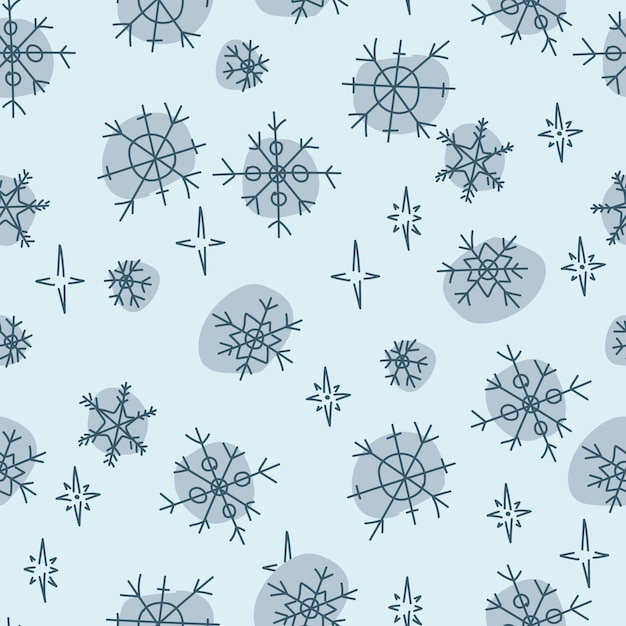 Vector patrón sin costuras de copos de nieve caída de nieve decoración festiva un patrón de elementos simples ilustración vectorial