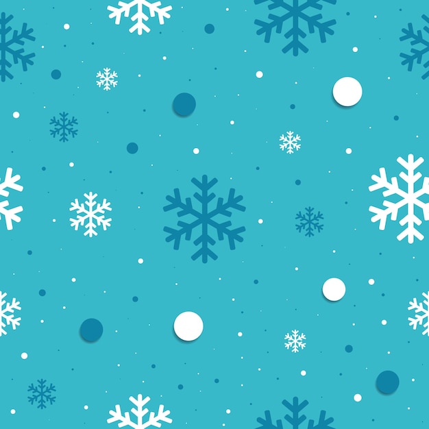 Patrón sin costuras con copos de nieve en colores azul y blanco diseño de año nuevo y navidad para banner de redes sociales de papel de regalo de tela