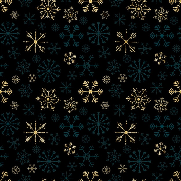 Patrón sin costuras con copos de nieve Ilustración de vector plano de impresión de Navidad