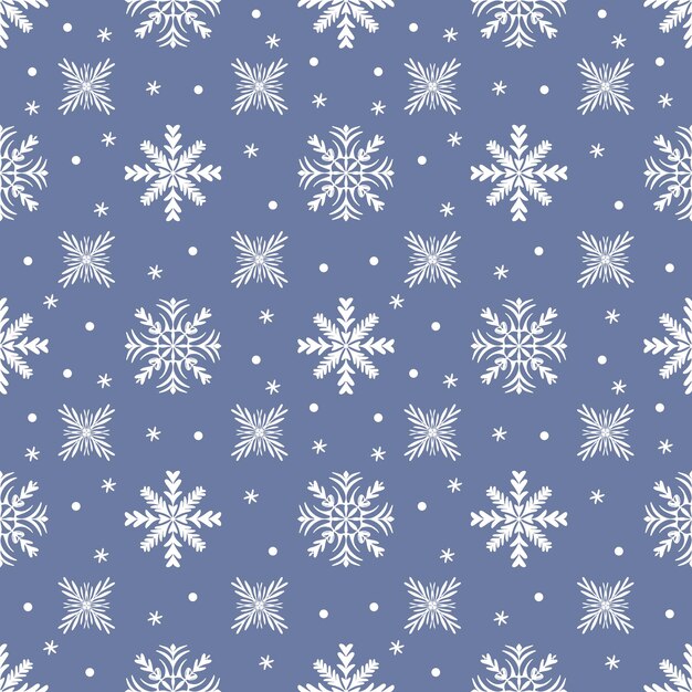 Patrón sin costuras de copos de nieve sobre un fondo azul