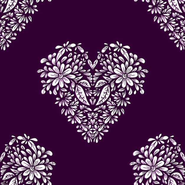 Patrón sin costuras de corazón floral Diseño romántico decorativo Textura sin fin para envolver papel textil ropa web papel tapiz