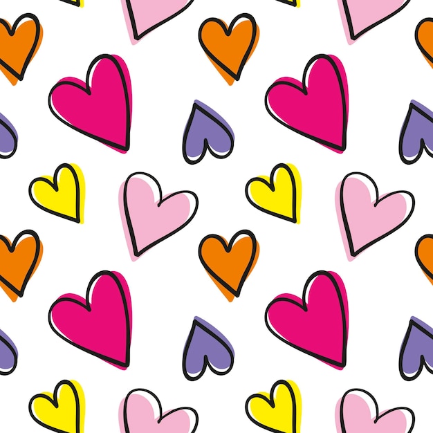 patrón sin costuras con corazón lindo dibujado a mano ilustración vectorial en forma de corazón