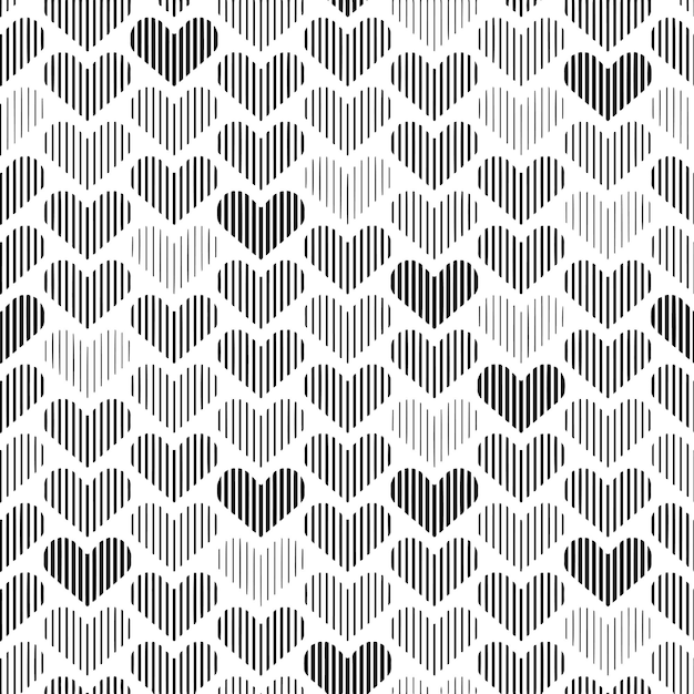 Patrón sin costuras con corazones Formas de corazones grises sobre fondo blanco Un color gris