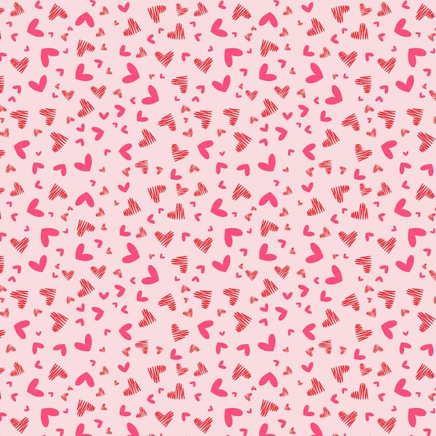 Patrón sin costuras con corazones Ilustración vectorial Fondo rosado