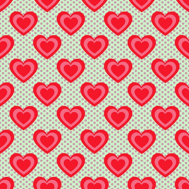 Patrón sin costuras con corazones rojos diseño de vector rosa claro con corazones dulces ilustración