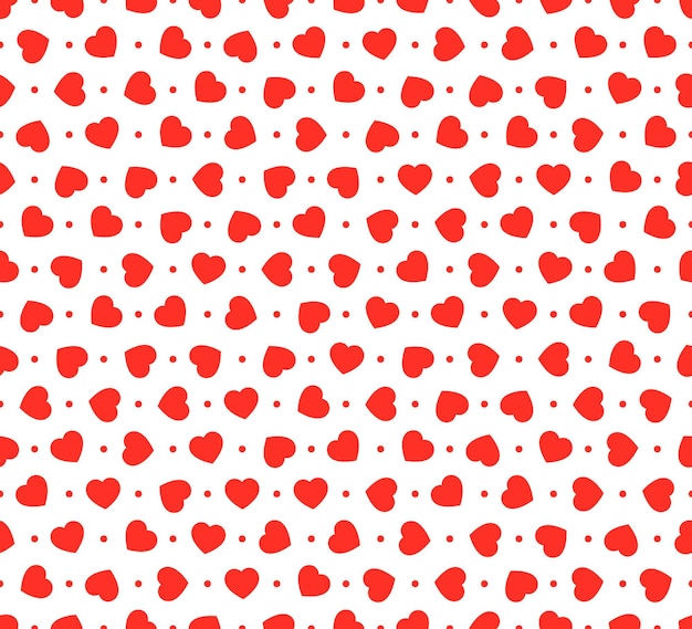 Patrón sin costuras de corazones rojos. ilustración vectorial