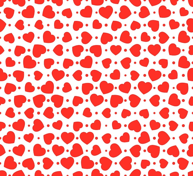 Patrón sin costuras de corazones rojos. ilustración vectorial