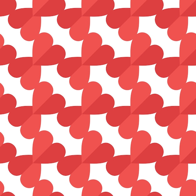Patrón sin costuras de corazones rojos. Textura de envoltura geométrica abstracta. Diseño de embalaje en estilo plano.