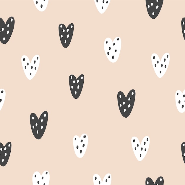 Patrón sin costuras. Corazones sobre un fondo neutro. Ilustración vectorial