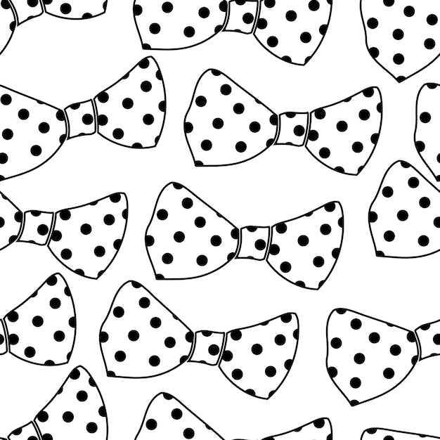 Patrón sin costuras con corbatas de arco de contorno negro sobre un fondo blanco Ilustración vectorial