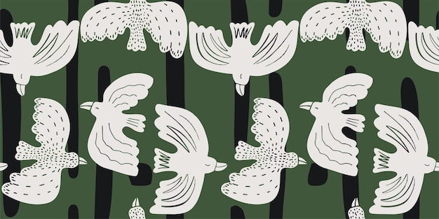 Patrón sin costuras creativo con formas abstractas ana pájaros Diseño moderno para tela de portada de papel