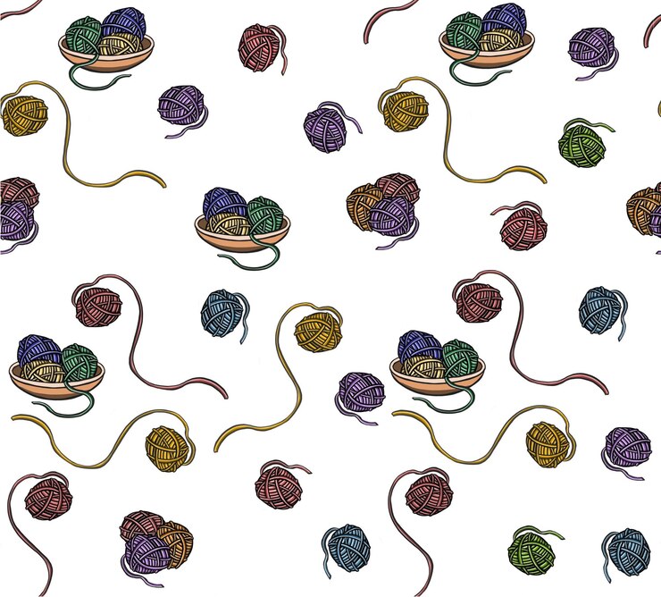 Vector patrón sin costuras de crochet de hilo de tejer multicolor ilustración vectorial