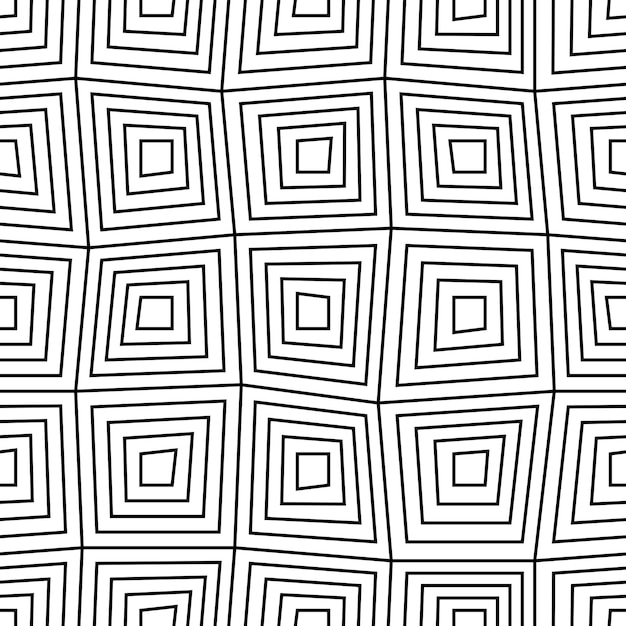 Patrón sin costuras cuadrado lineal irregular en blanco y negro