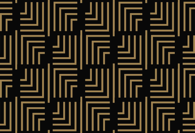Patrón sin costuras con cuadrados de oro negro diagonal trenzado líneas rayadas Fondo ornamental vectorial Diseño vibrante futurista
