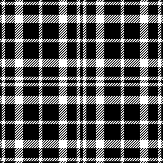 Patrón sin costuras a cuadros en blanco y negro Compruebe la textura de la tela Diseño de impresión textil vectorial