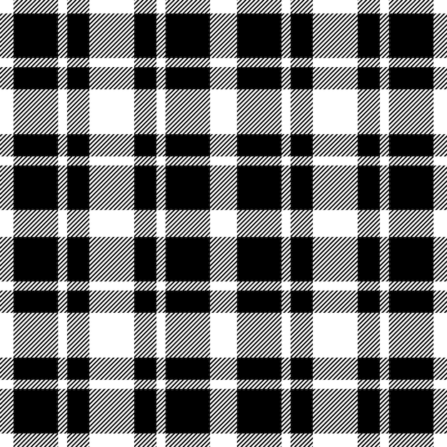 Patrón sin costuras a cuadros en blanco negro Compruebe la textura de la tela Impresión textil vectorial