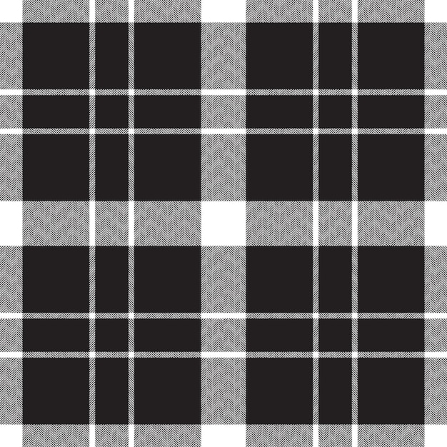 Patrón sin costuras a cuadros en blanco y negro Textura de tela a cuadros Estampado textil vectorial