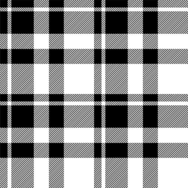 Patrón sin costuras a cuadros en blanco y negro Textura de tela a cuadros Estampado textil vectorial