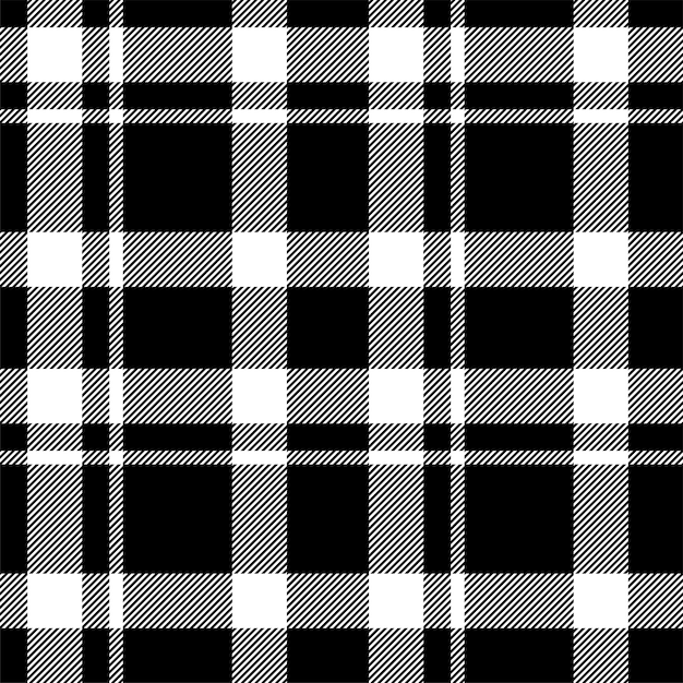 Patrón sin costuras a cuadros en blanco y negro Textura de tela a cuadros Estampado textil vectorial