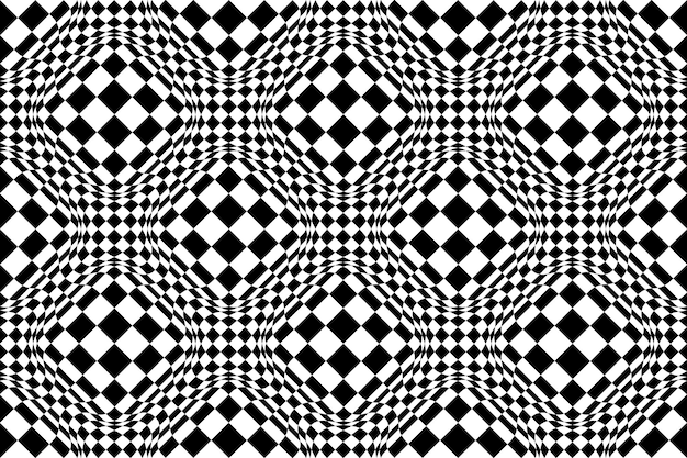 Patrón sin costuras a cuadros con ilusión óptica de volumen esférico negro y blanco fondo geométrico abstracto tablero de ajedrez efecto 3D op art