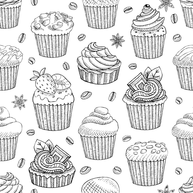 patrón sin costuras de cupcake