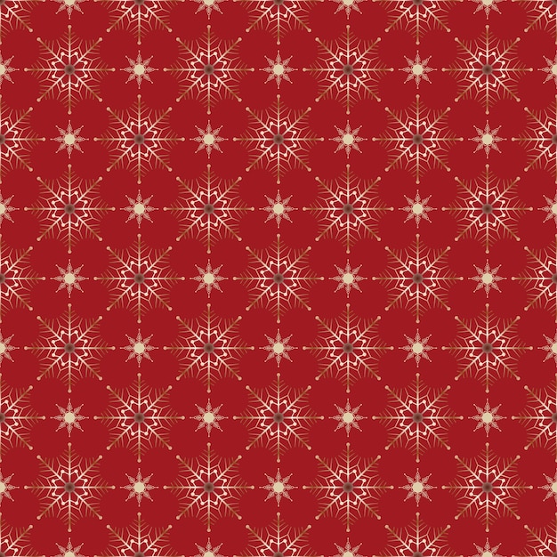 Patrón sin costuras decoración navideña fondo rojo copos de nieve estrellas decoración festiva año nuevo