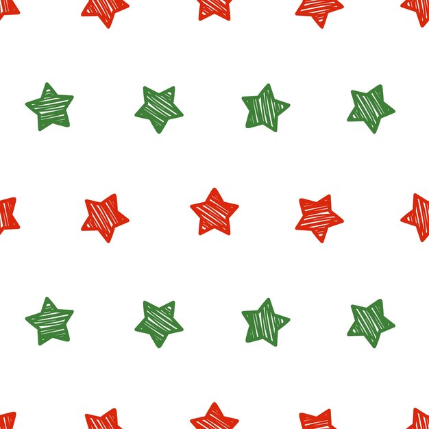 Patrón sin costuras con decoración navideña Patrón de estrellas verdes y rojas