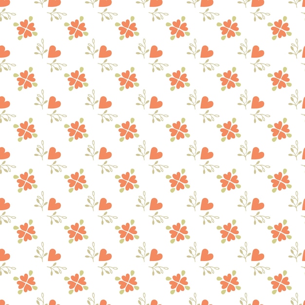 patrón sin costuras del Día de San Valentín con flores y corazones