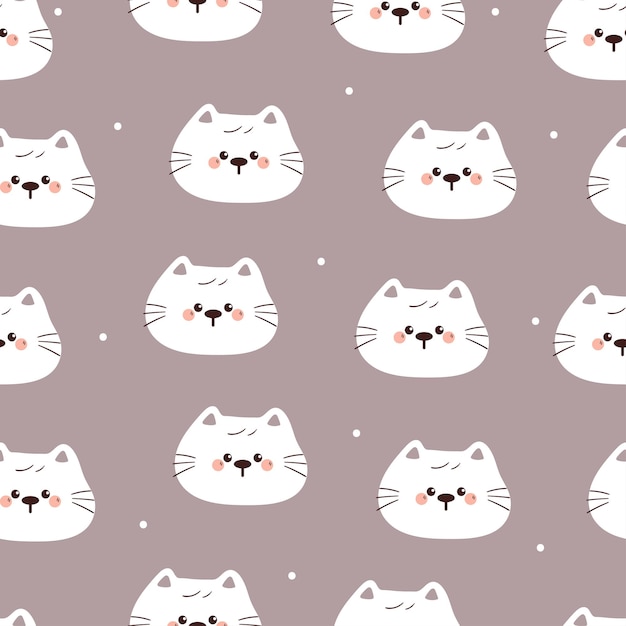 patrón sin costuras dibujo animado lindo gato gordo blanco patrón animal lindo para fondo de papel tapiz