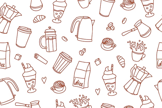 Patrón sin costuras de dibujo de la hora del café tazas de té turcas y dulces en estilo de dibujo ilustración vectorial ilustración vectoria