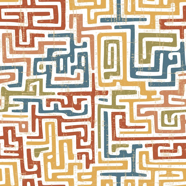 Patrón sin costuras dibujos abstractos rizos laberinto de fondo