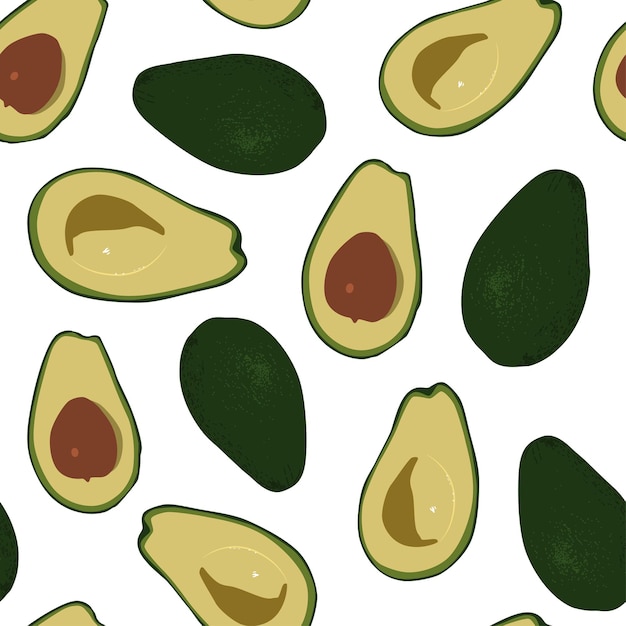Patrón sin costuras de dibujos animados de aguacate