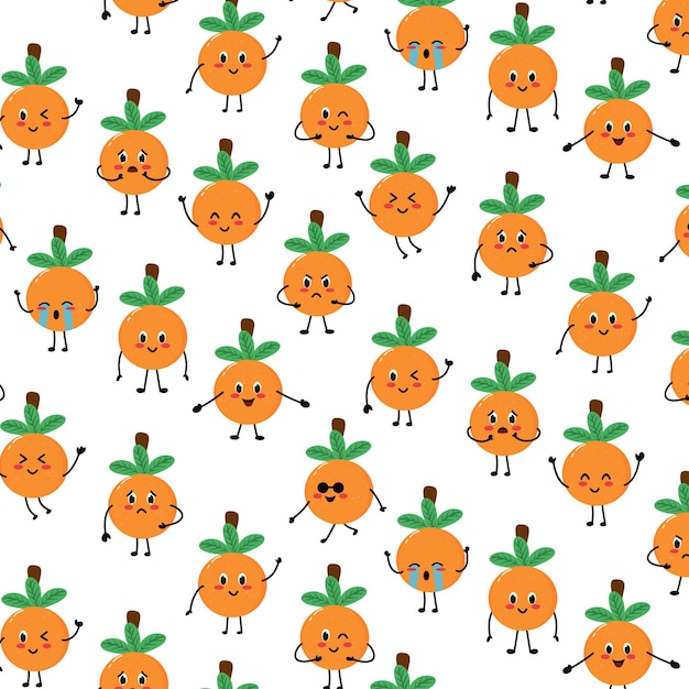 El patrón sin costuras de los dibujos animados de las frutas cítricas
