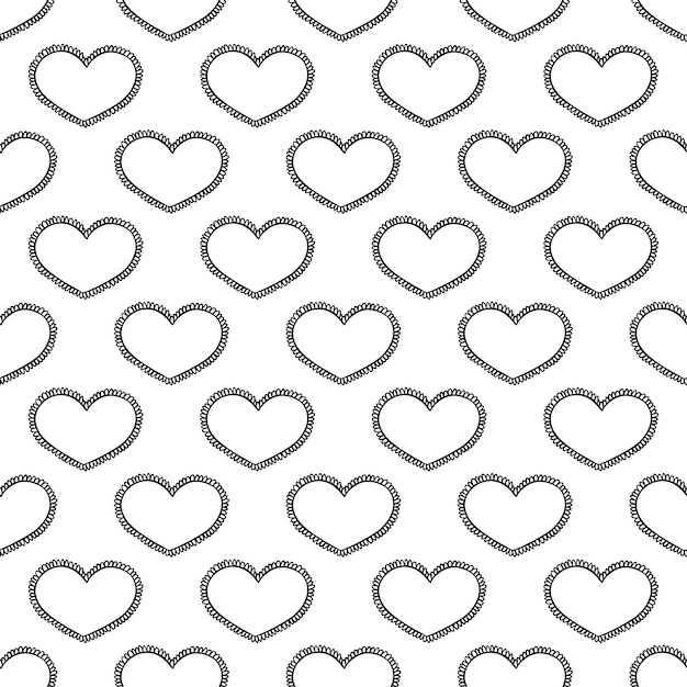 Patrón sin costuras con dibujos de corazón dibujados a mano para tarjetas de felicitación y telas de papel de embalaje de impresión decorativa